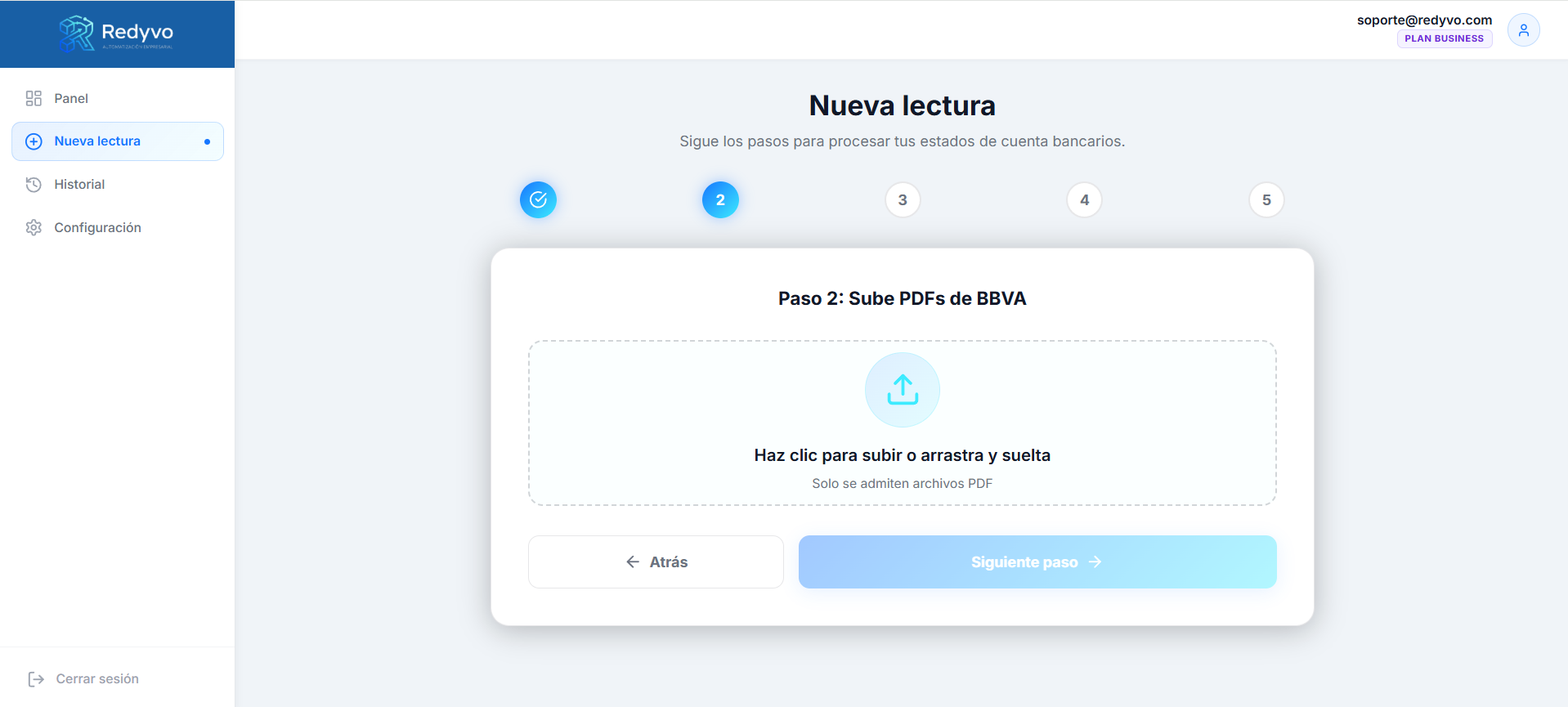 Flujo de nueva lectura en BancoExport